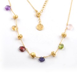 14K Gold Over Sterling Silver with Semi-Precious Stones