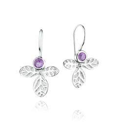 Sterling Silver Hydrangea Flower Earrings with Amethyst