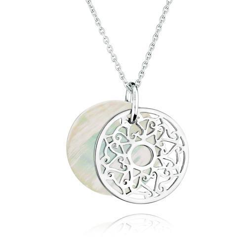 Sterling Silver Eternal Life Filigree Necklace with Mother of Pearl Disc