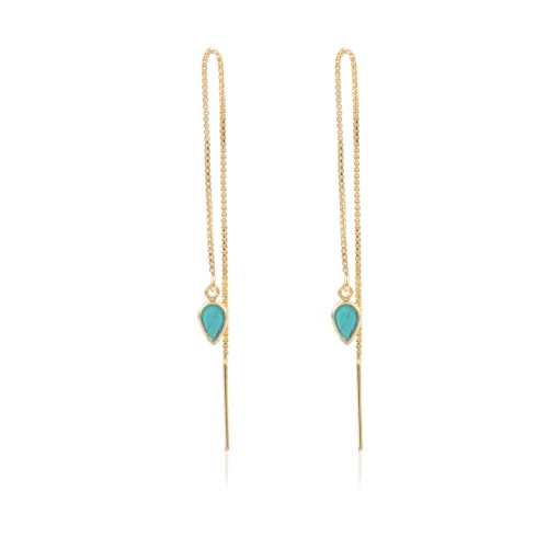 14K Gold Over Sterling Silver, Genuine Turquoise Earrings