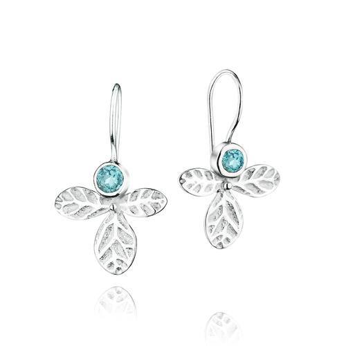 Sterling Silver Hydrangea Flower Earrings with Blue Topaz