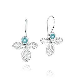 Sterling Silver Hydrangea Flower Earrings with Blue Topaz