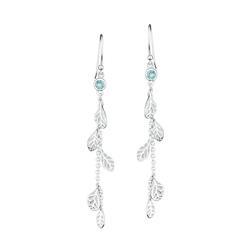 Cascading Sterling Silver Hydrangea Petals Earrings with Blue Topaz