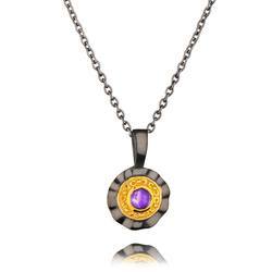 Black Rhodium Yellow 18K Gold Plated Sterling Silver Amethyst Necklace