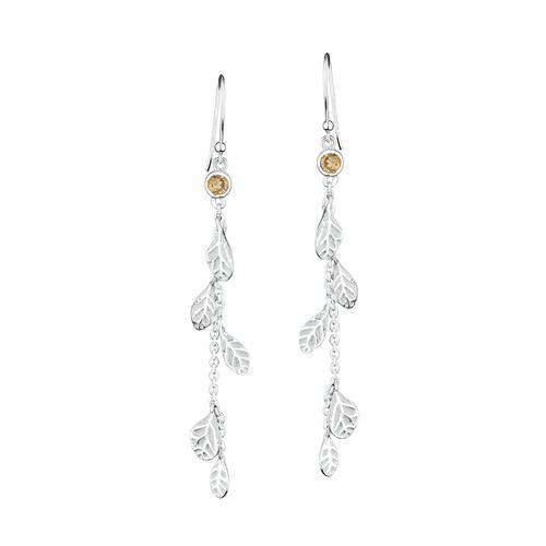 Cascading Sterling Silver Hydrangea Petals Earrings with Citrine