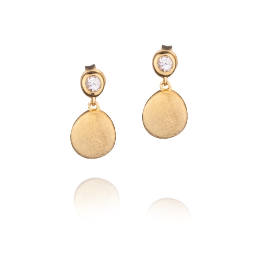 Sterling Silver Pebbles Earring with 14K Gold and White Sapphire