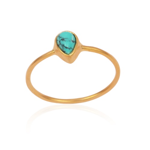 14K Gold Over Sterling Silver, Genuine Turquoise Ring